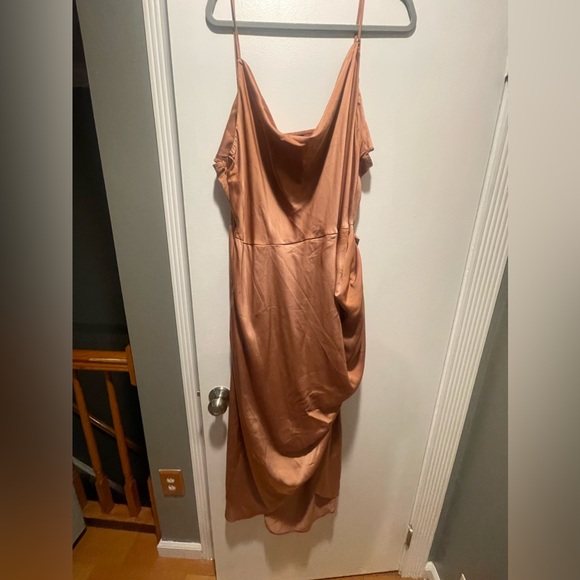 Shein Plus Draped Collar Wrap Satin Cami Dress - Picture 4 of 5